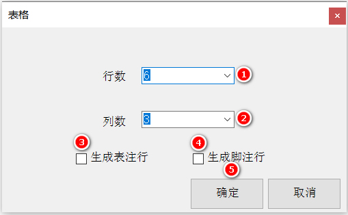 插入表窗口